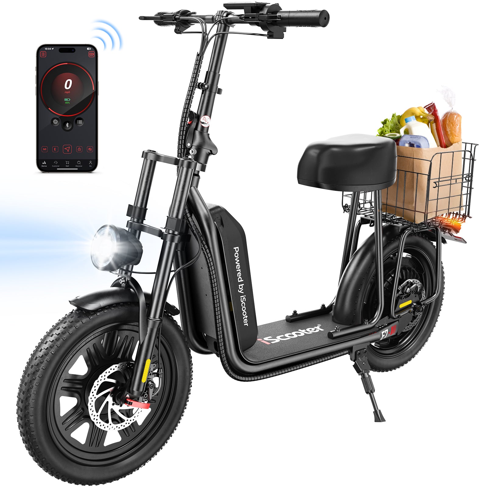 iScooter F7 Electric Scooter 1000W with Seat 28 MPH & 45 Miles