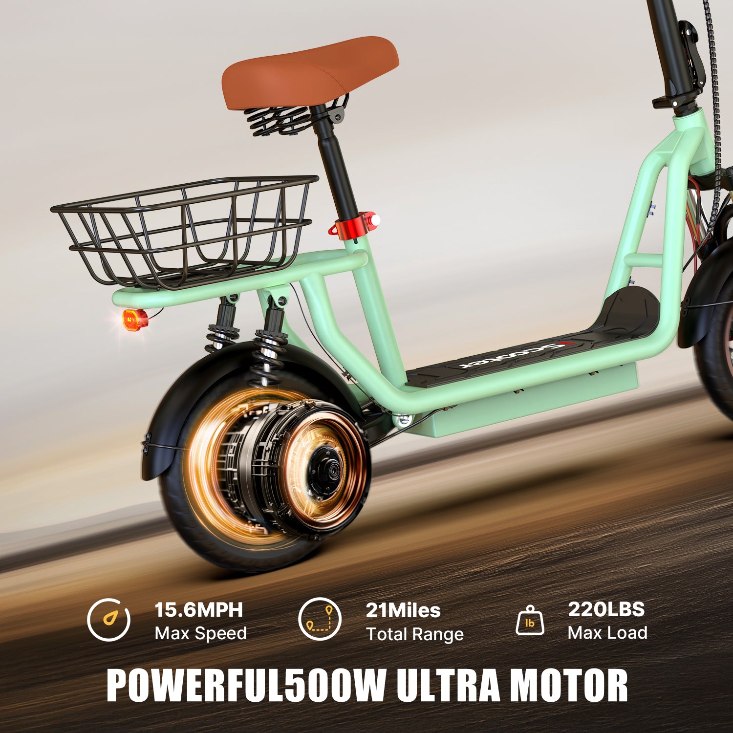 iScooter i12 Electric Scooter 500W With Big Seat