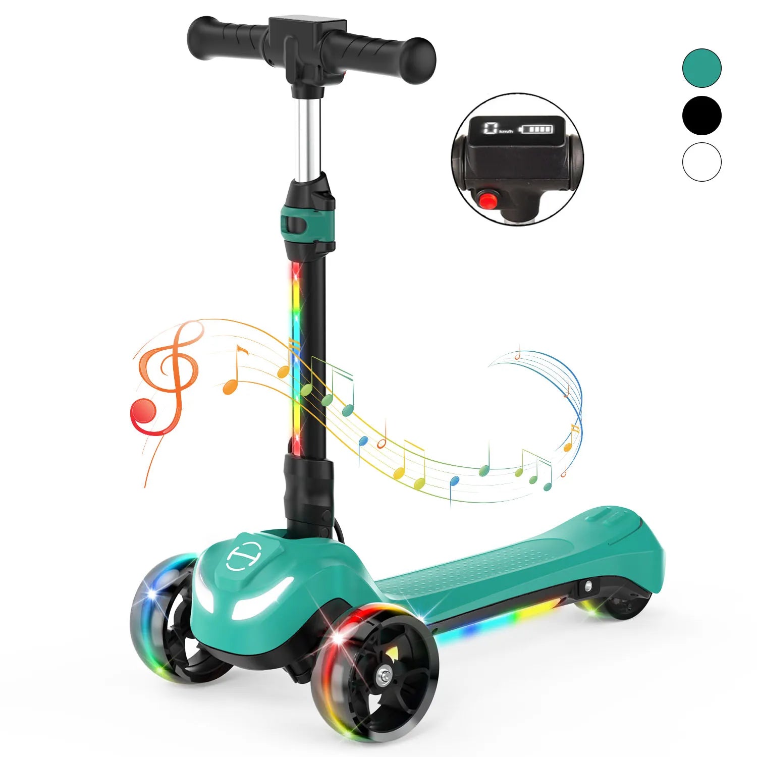 B2 Light Up 3-Wheels Scooter with Bluetooth Control  for Age 3-8