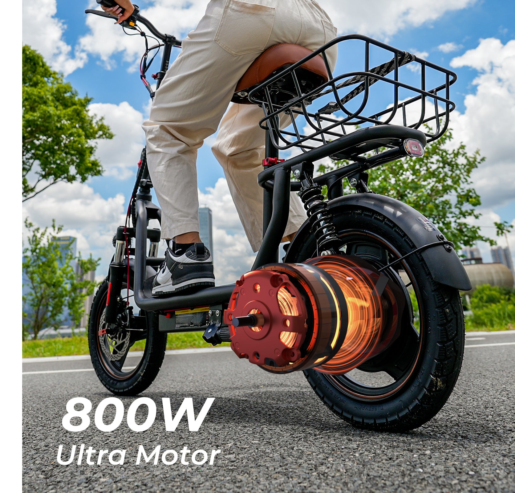 iScooter i14 800W Electric Scooter with Seat & Basket for Adults