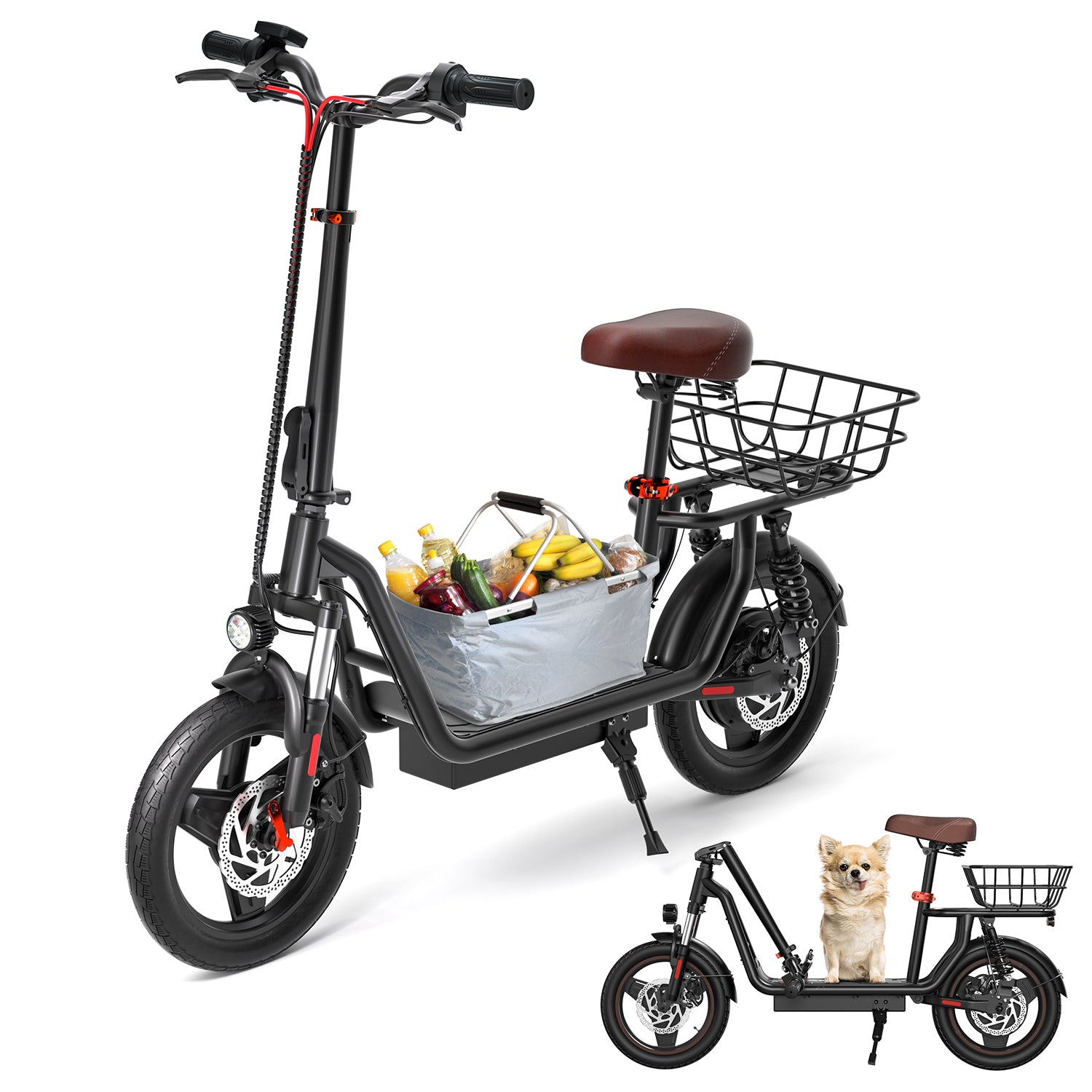 iScooter i14 800W Electric Scooter with Seat & Basket for Adults