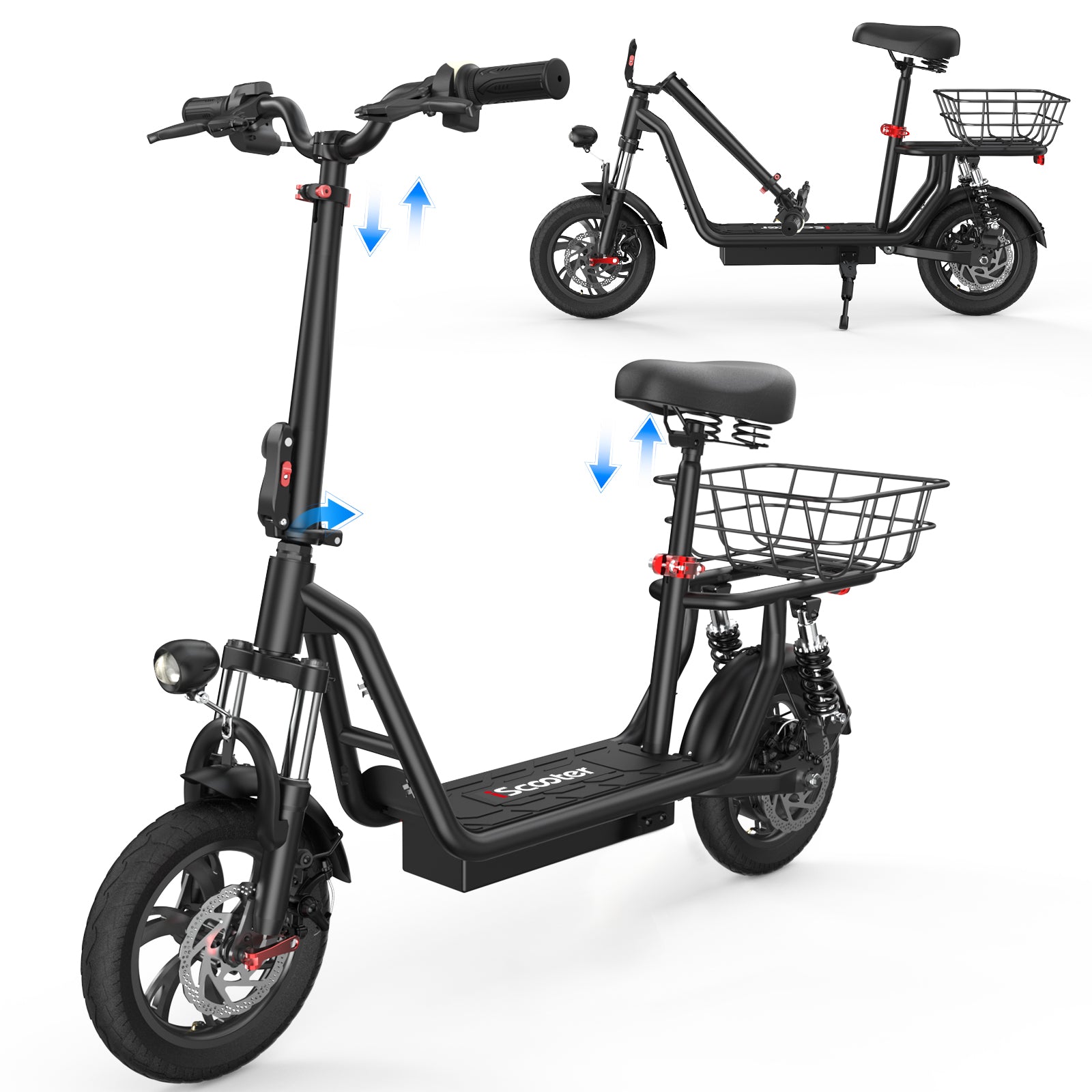 iScooter i12 500W Electric Scooter With Seat & Carry Basket