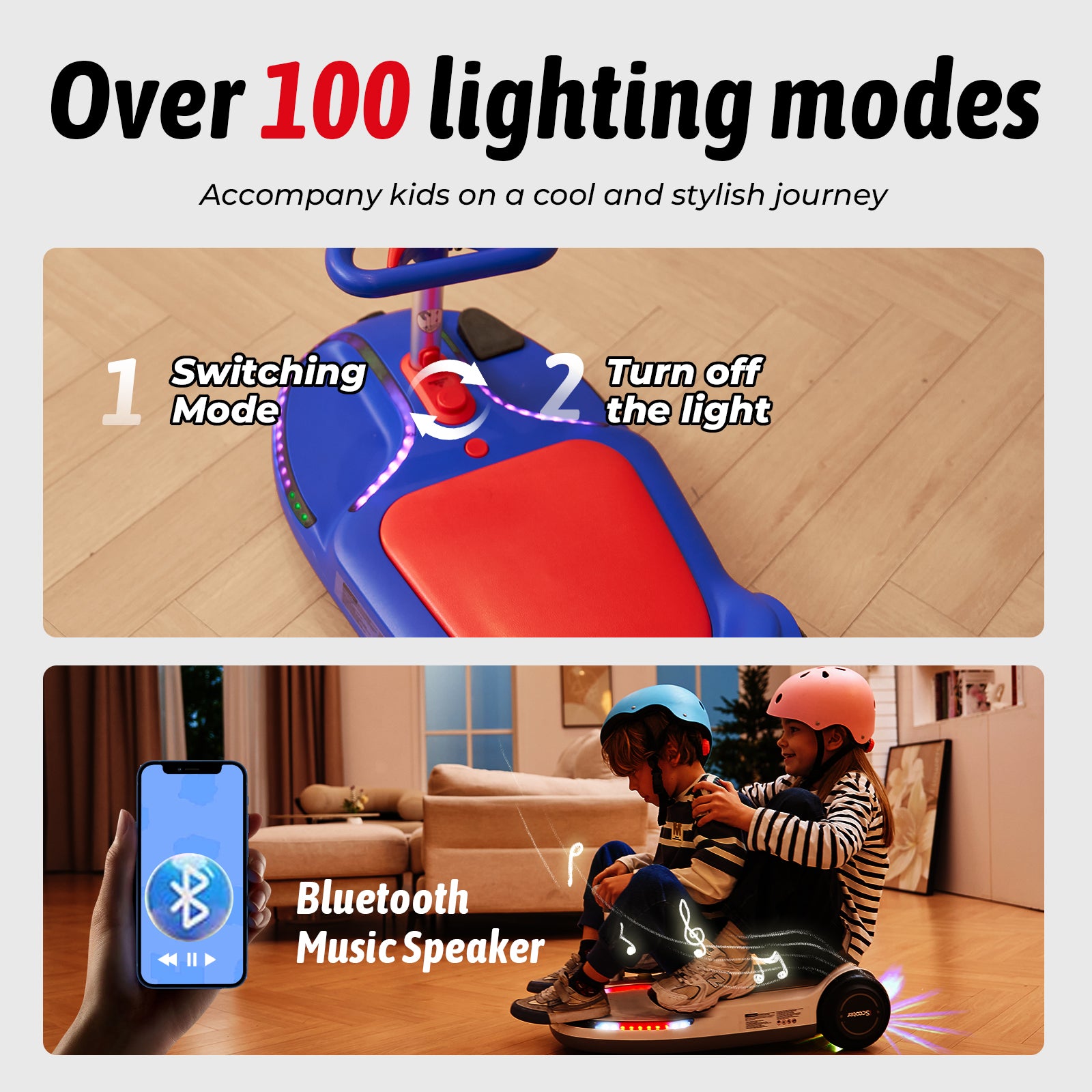 iScooter TC3 Electric Wiggle Car 4 in 1 Ride on Toy 3 Speed Modes For Ages 3+ with Lithium Rechargeable Battery＆Pull Rope