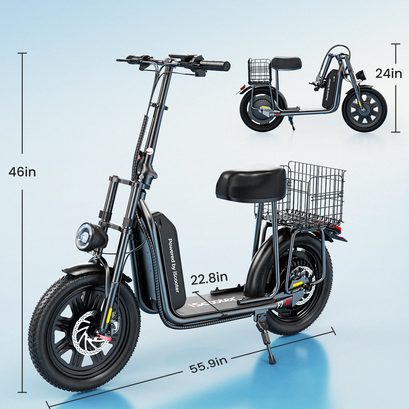 iScooter F7 Electric Scooter 1000W with Seat 28 MPH & 45 Miles