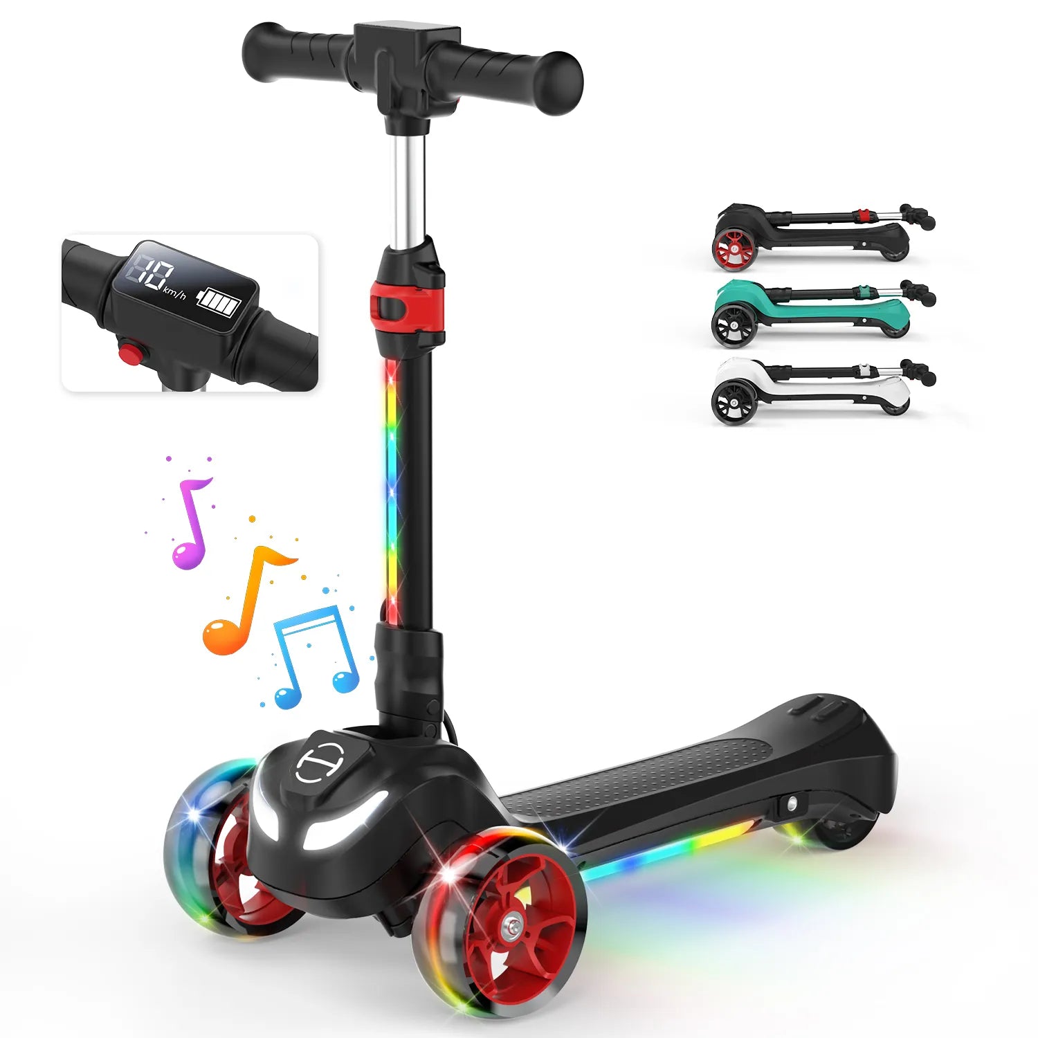 B2 Light Up 3-Wheels Scooter with Bluetooth Control  for Age 3-8