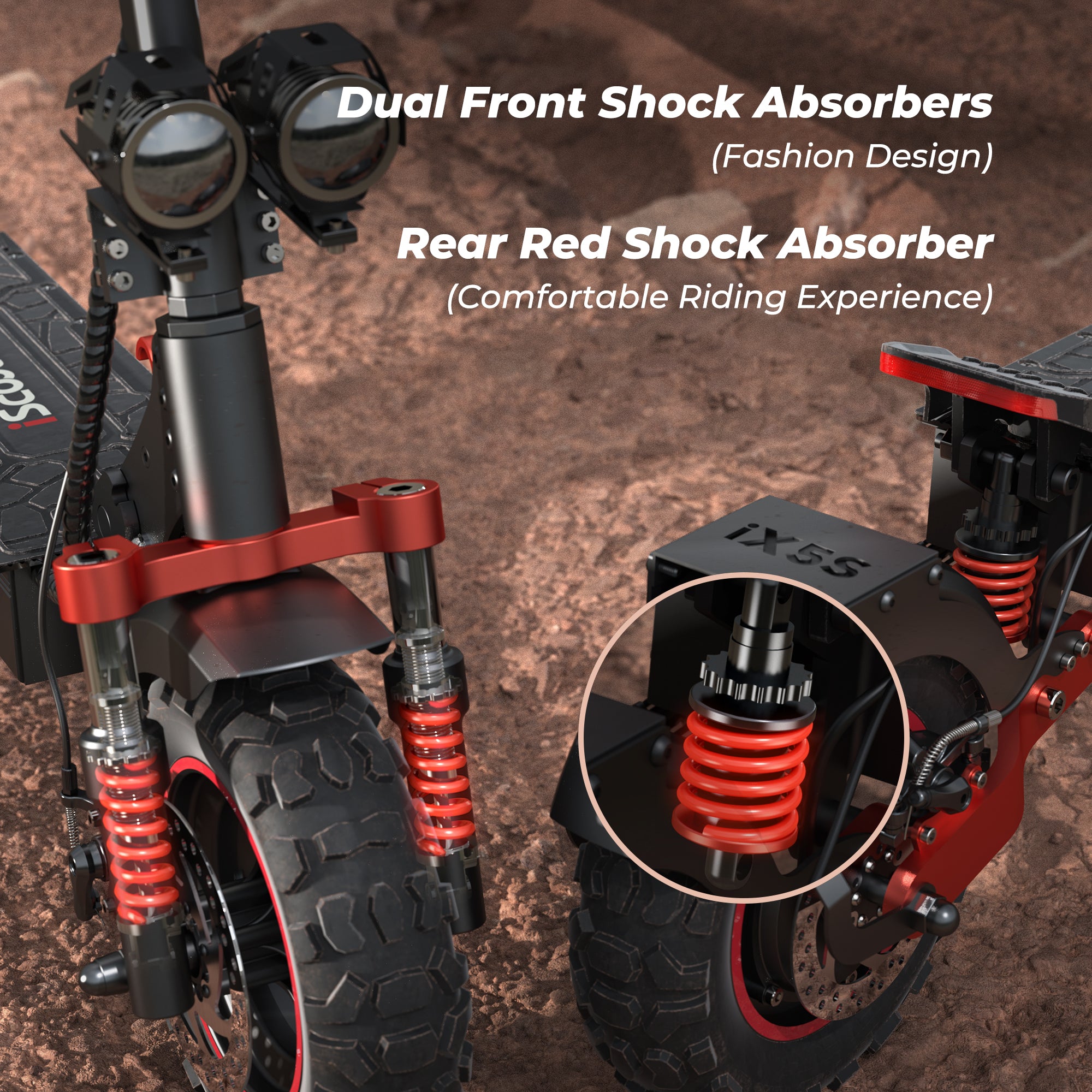 iScooter iX5S 1000W Electric Scooter 11" Off-Road Tires