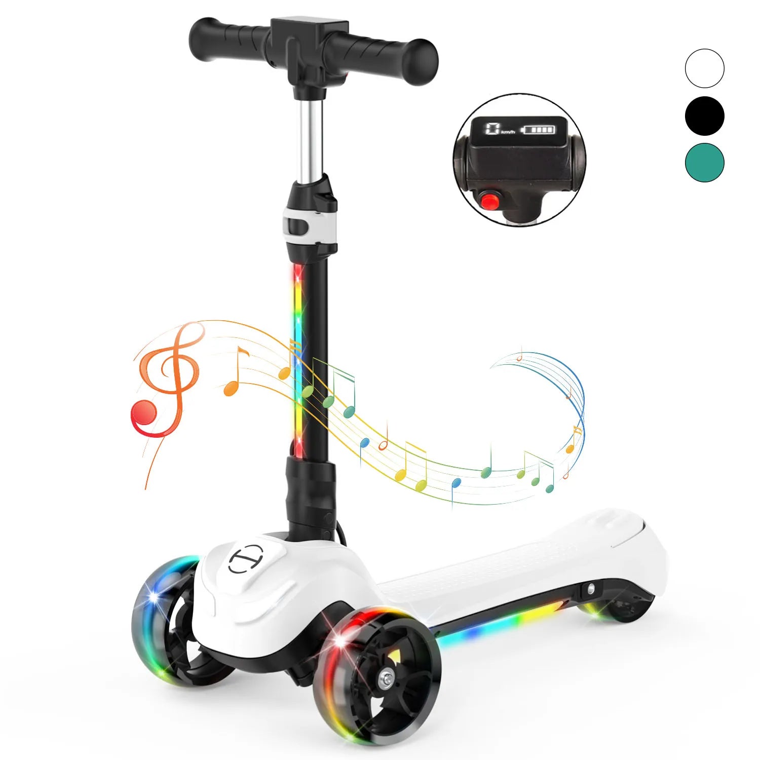 B2 Light Up 3-Wheels Scooter with Bluetooth Control  for Age 3-8