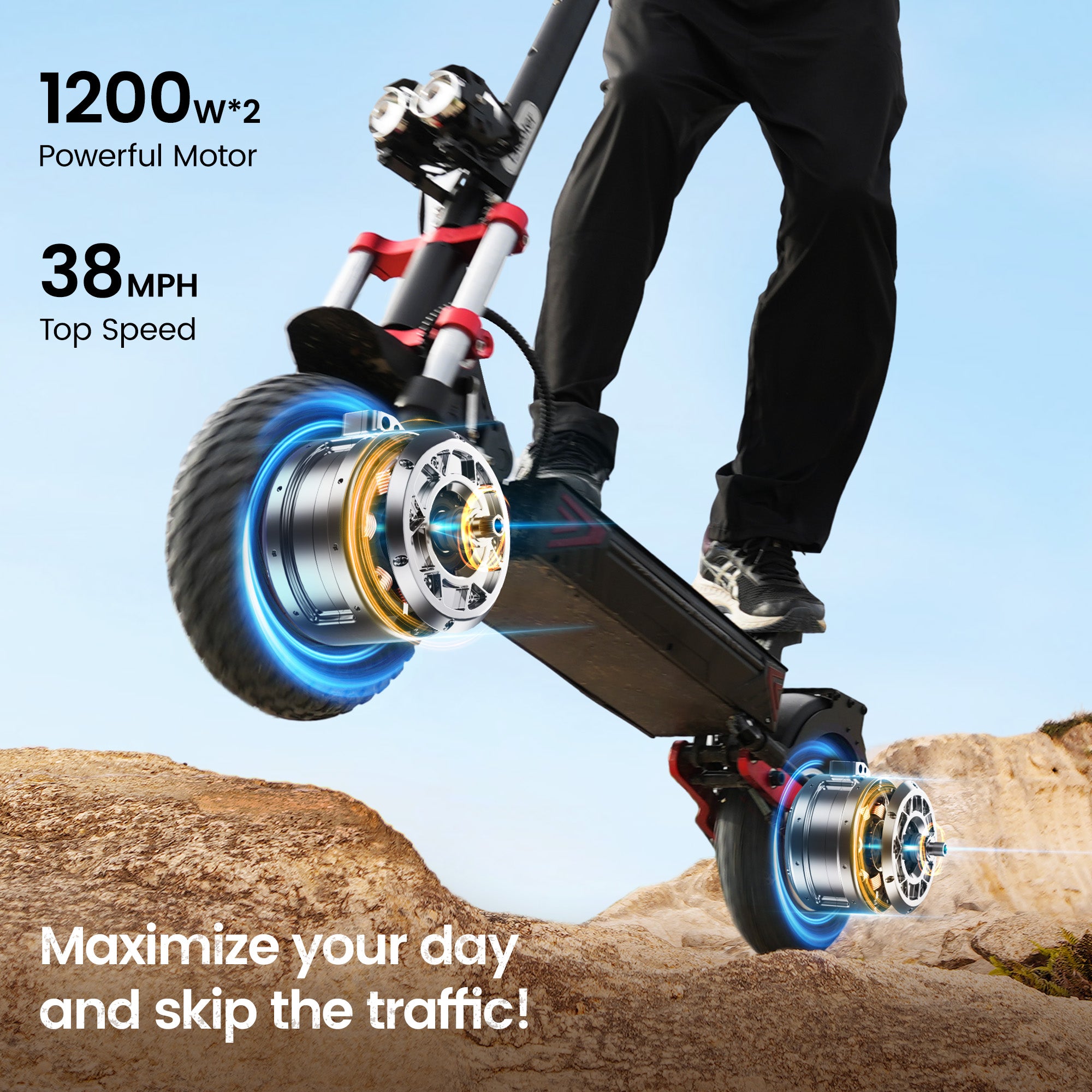 iX8 Off-Road Tires Electric Scooter for Adults 2400W Dual Motor Up to 38MPH