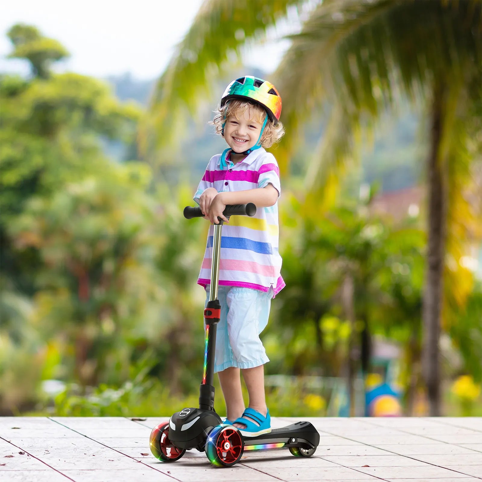 B2 Light Up 3-Wheels Scooter with Bluetooth Control  for Age 3-8