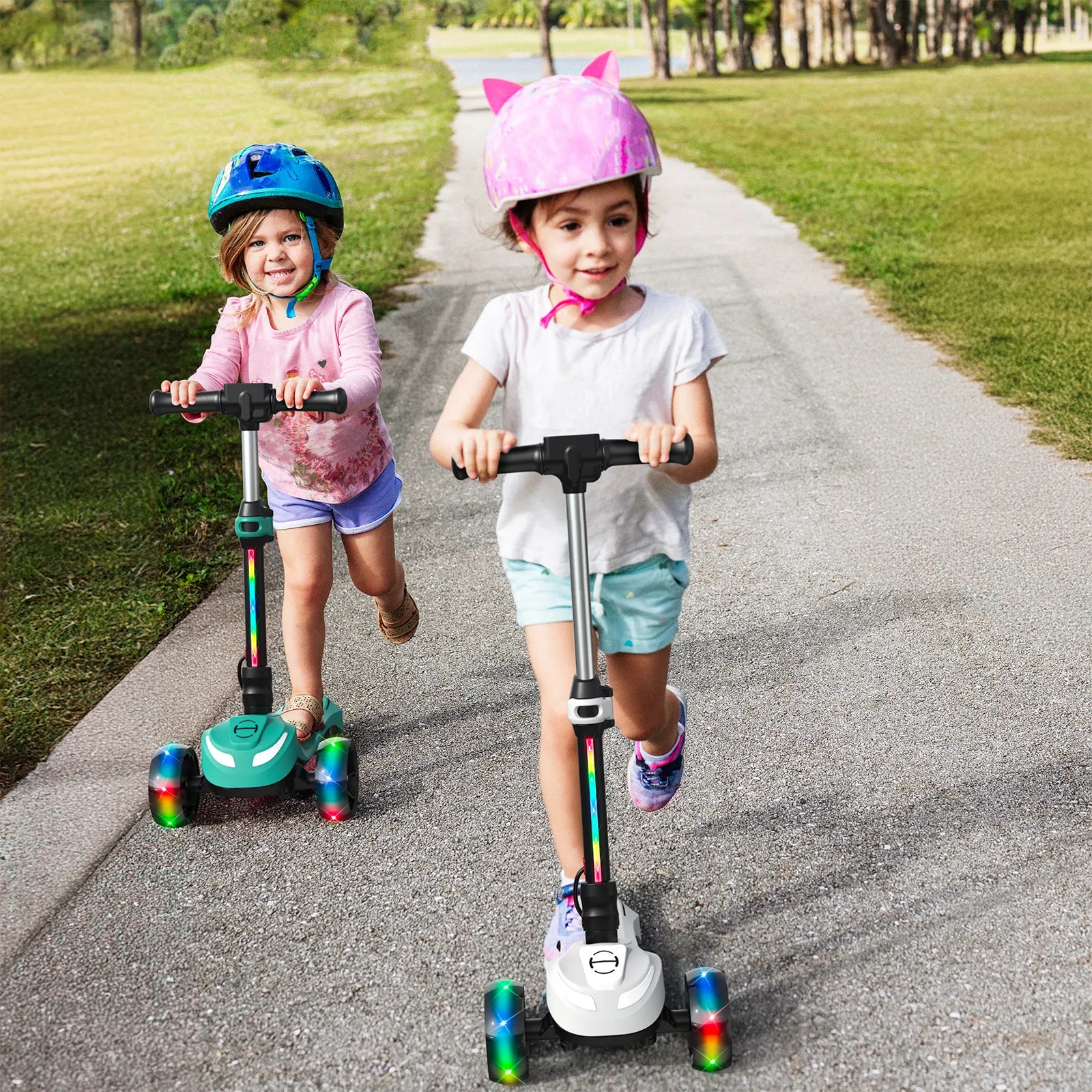 B2 Light Up 3-Wheels Scooter with Bluetooth Control  for Age 3-8