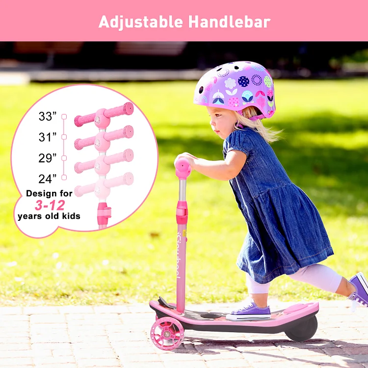 3-Wheel Mini 2in1 Kids Electric Scooter Height Adjustable Foldable Lean to Steer Kick Scooter for 3-12 Boys Girls