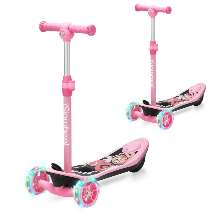 3-Wheel Mini 2in1 Kids Electric Scooter Height Adjustable Foldable Lean to Steer Kick Scooter for 3-12 Boys Girls