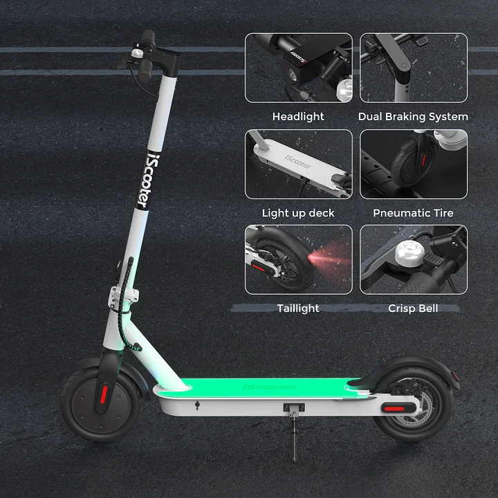 Refurbished i8 Foldable Electric Scooter with Light Up Deck, 500W, 15Mph